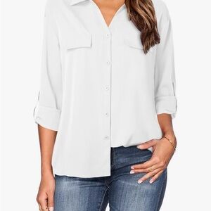 Women's Button Up Dress Shirt - M